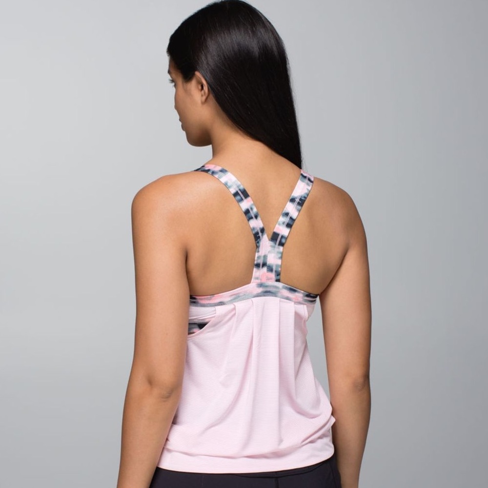 Lululemon Rest Less Tank Heathered Barely Pink Wamo Camo Barely Pink Size 4
